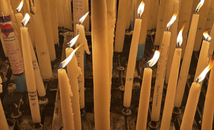 A Candle lit in Lourdes by Miss Robinson for St Charles