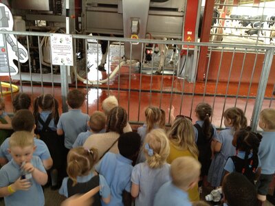 Image of Nursery visit to Smithalls Farm- Milking the cows