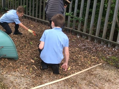 Image of 6F having fun in Forest School