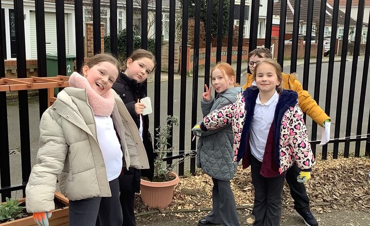 St Cuthbert's pupils on their safari searching for the Herb Robert
