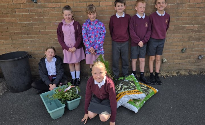 St Cuthbert's Gardening Club recieves supplies to further their skills from the Level 2 RHS award 