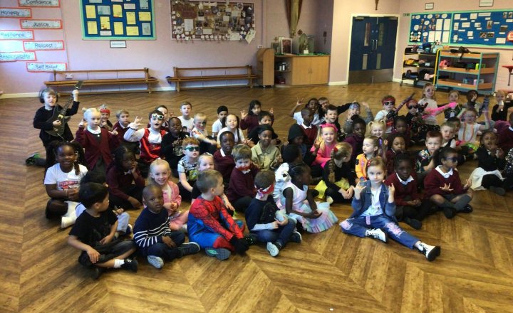 KS1 St Cuthbert's pupils dressed up for Rockstar Counting!