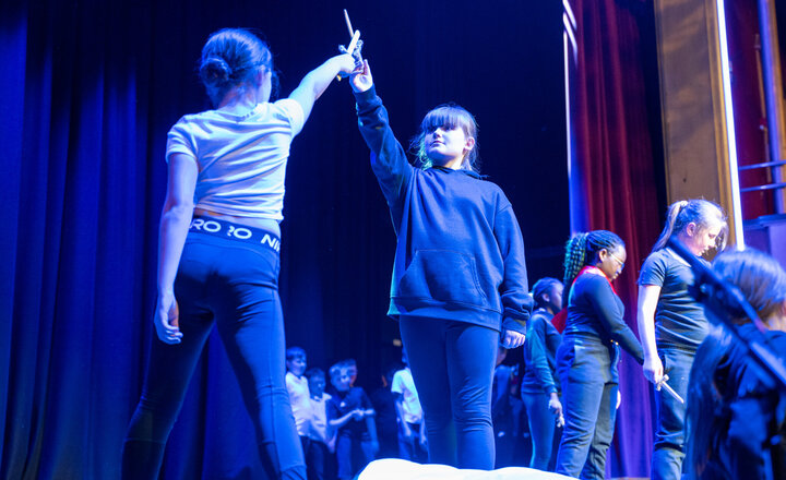 Year 6 performing Macbeth at Hartlepool Town Hall Theatre 