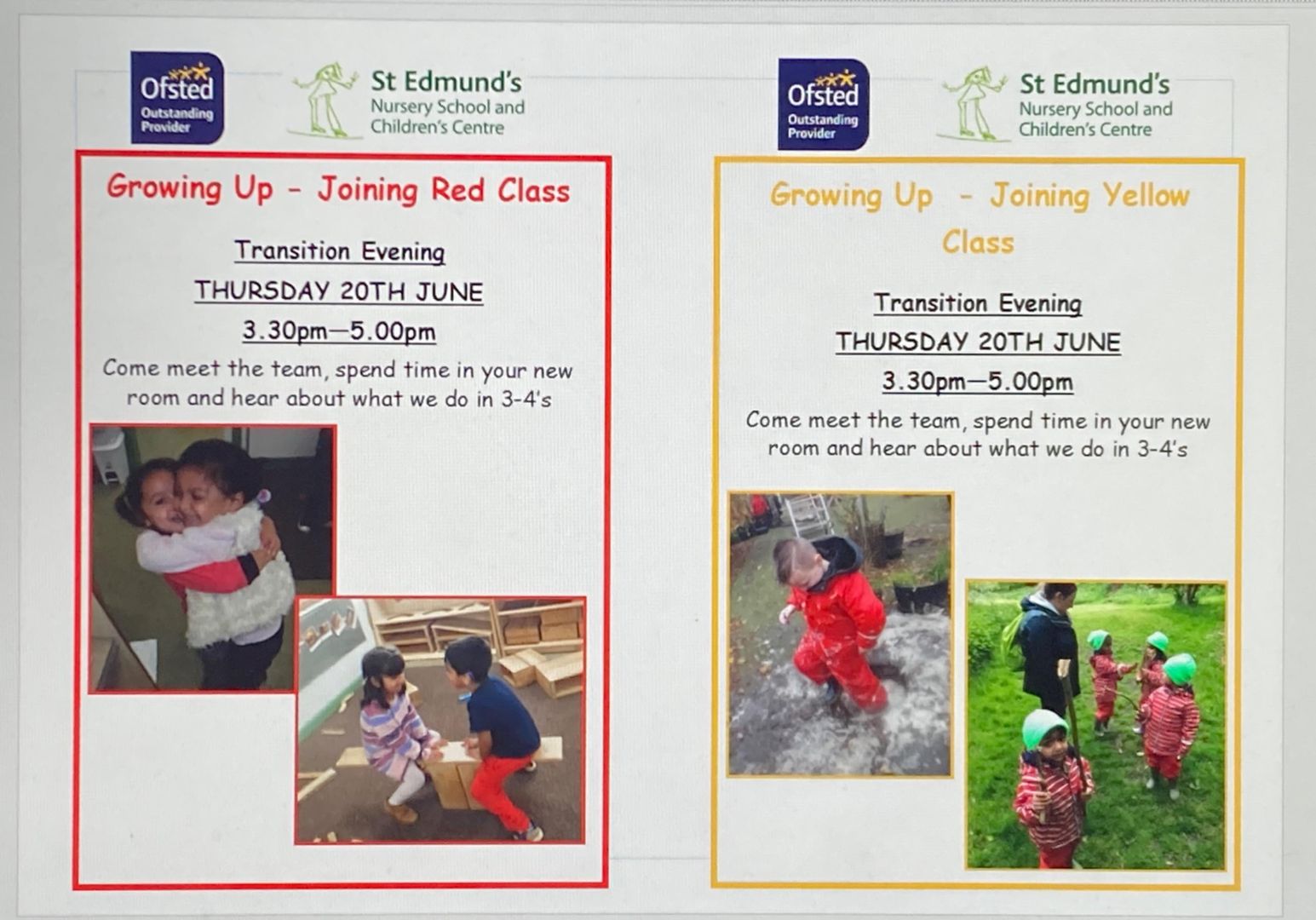 Image of Transition evening  for children moving from 2-3's to 3-4's 