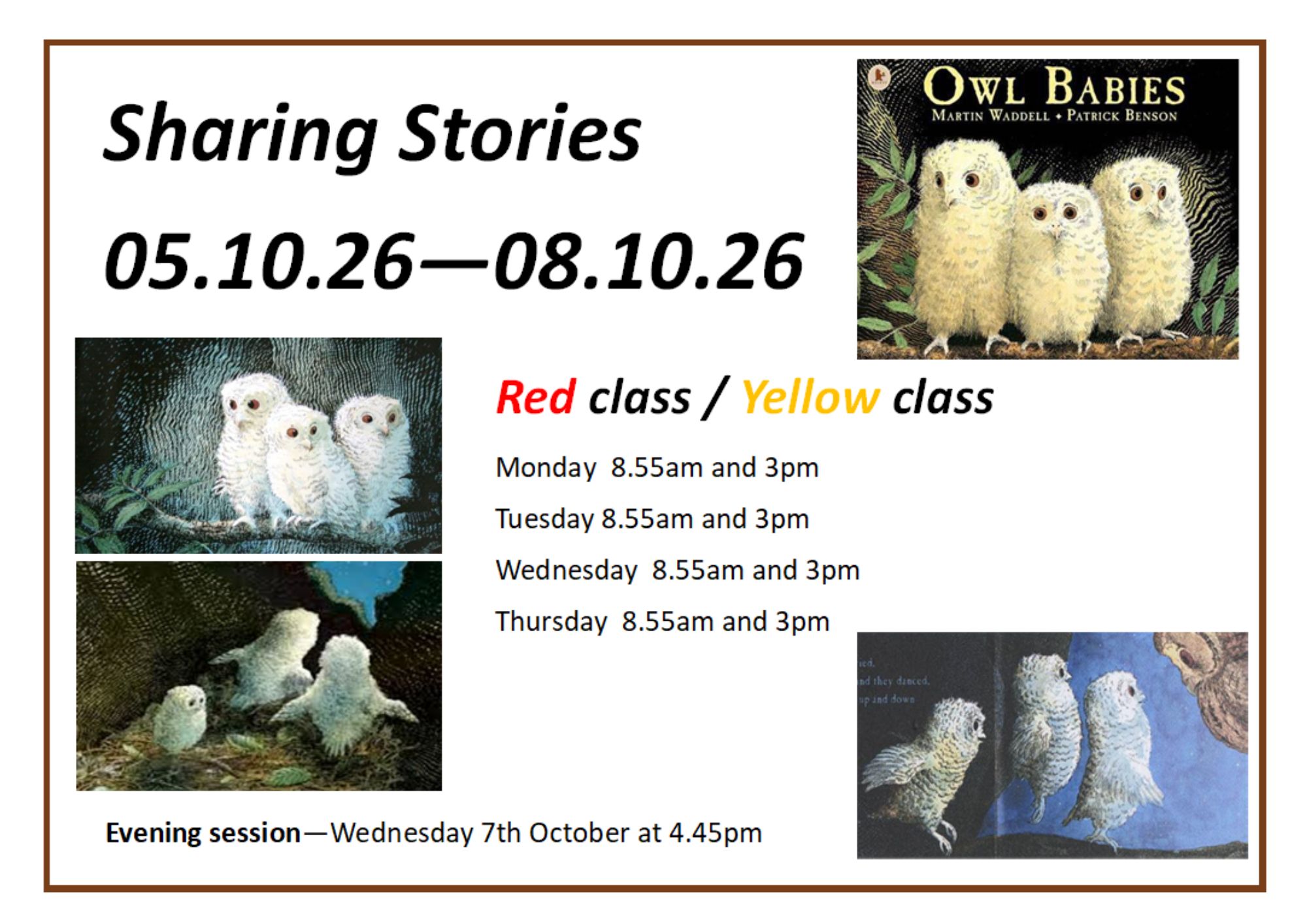 Image of 'Sharing Stories' for families of children in Red & Yellow class