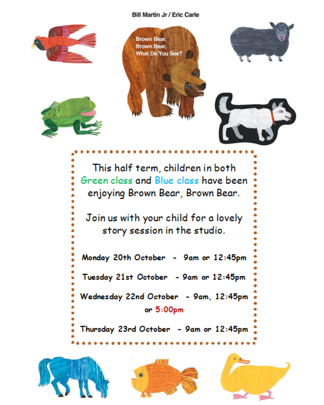 Image of Sharing Stories for Families of children in blue & green class 