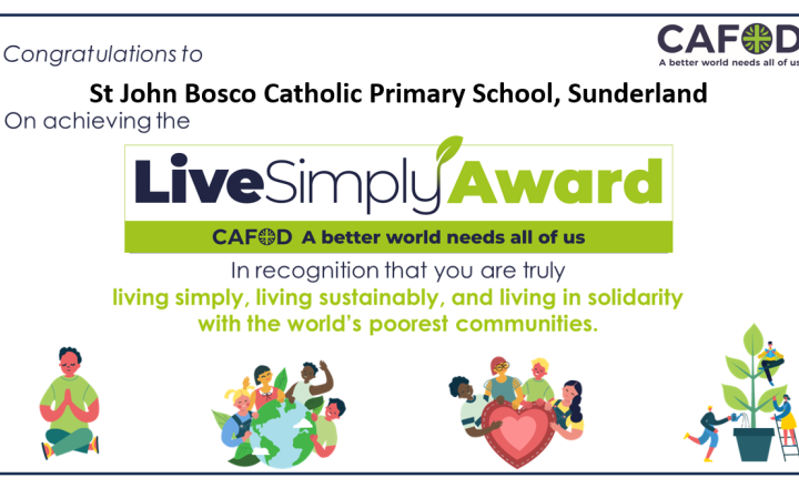 Image of St John Bosco achieve the Live Simply Award!