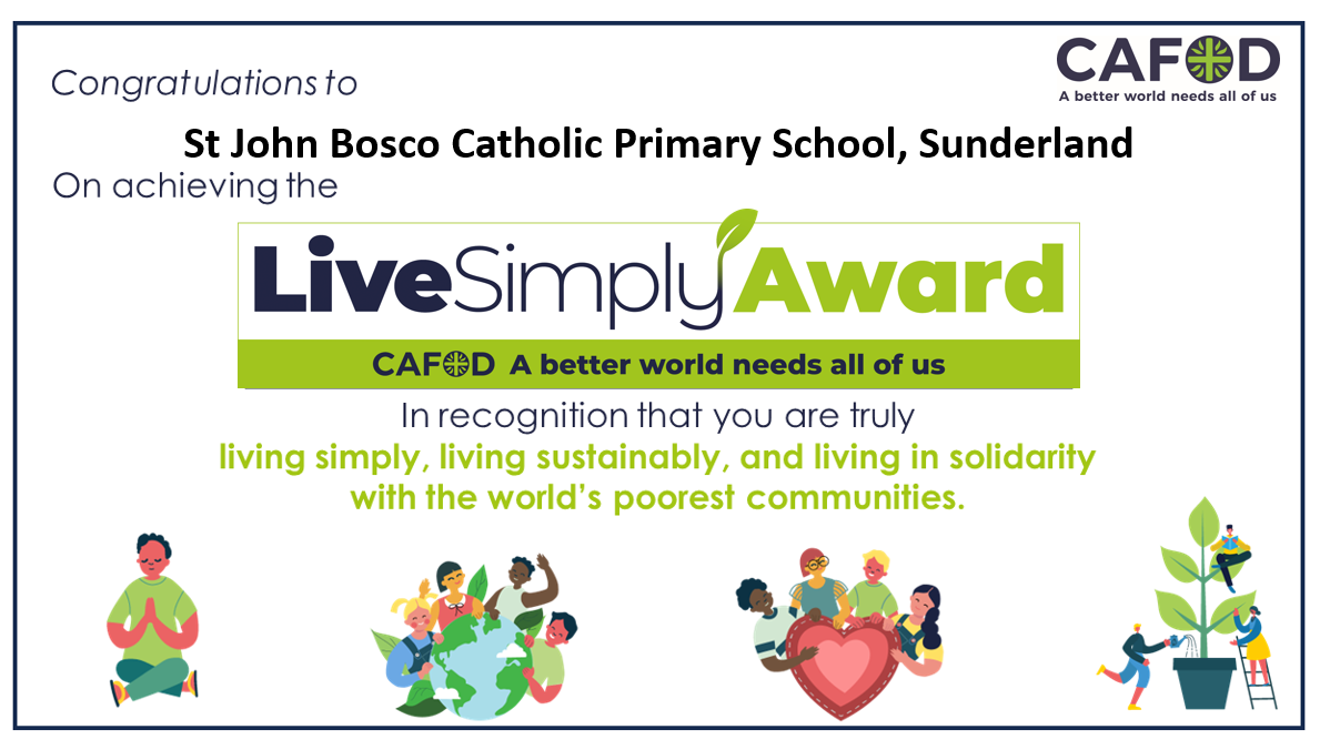 Image of St John Bosco achieve the Live Simply Award!