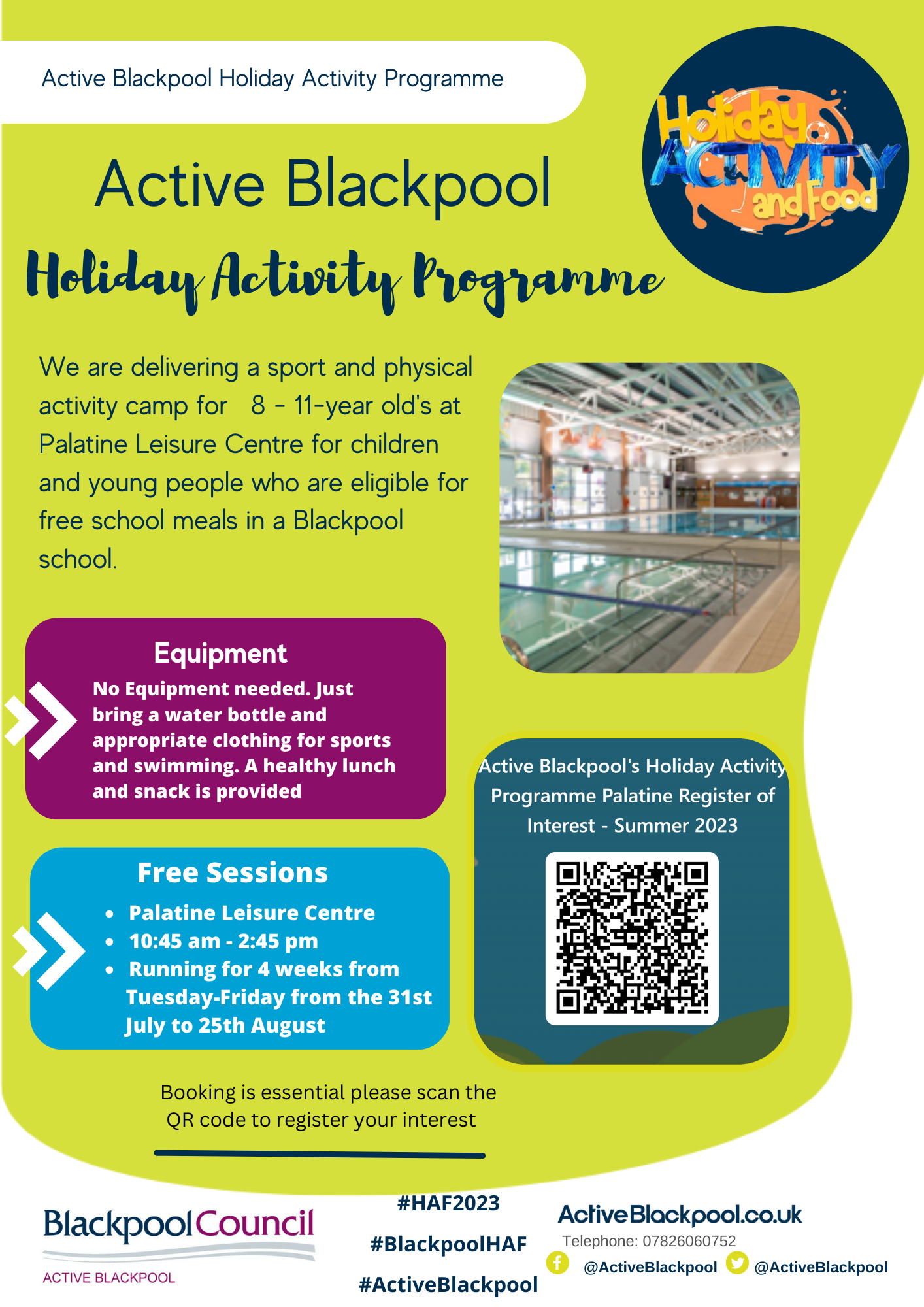 Image of Active Blackpool Holiday Activity Programme  8-11 Year Olds@Palatine Leisure Centre 