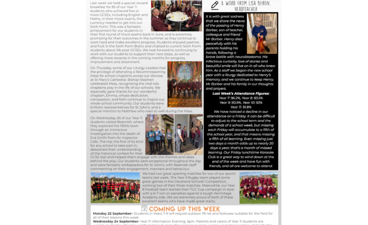 Image of St John's Weekly News - 22 September 2025
