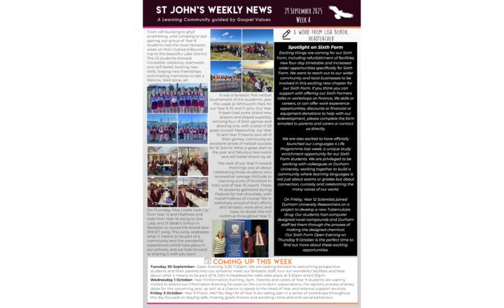 Image of St John's Weekly News - 29 September 2025