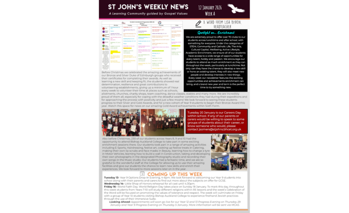 Image of St John's Weekly News - 12 January 2026