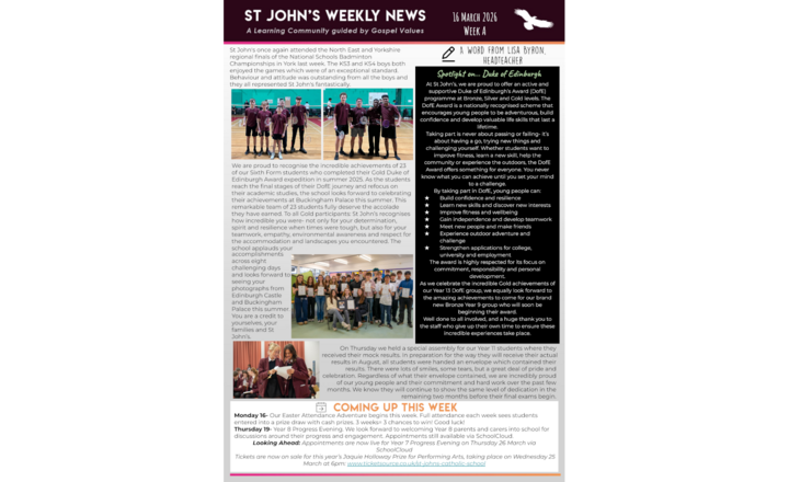 Image of St John's Weekly News - 16 March 2026