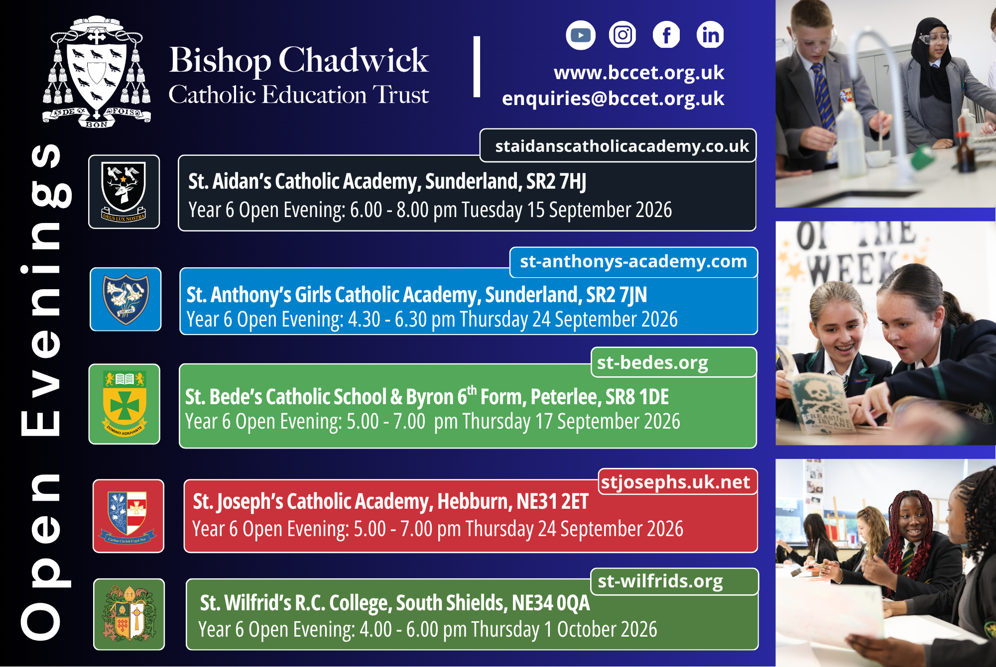 Image of BCCET Secondary Schools Announce Year 6 Open Evenings for September 2026/27