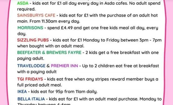 Image of Kids Eat for Free or for £1