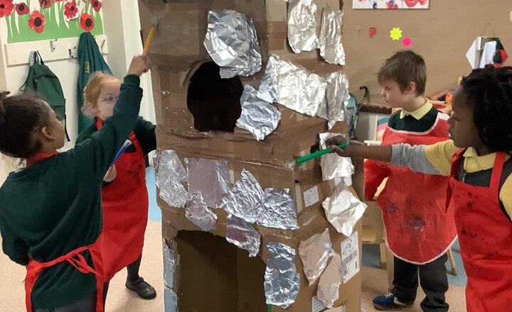 St. Joseph pupils put together their own foil rocket