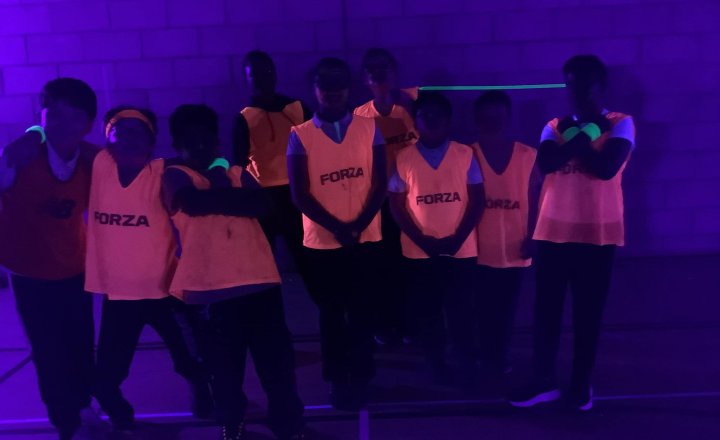 Image of Glow Dodgeball Fun: Year 6 Shine at Sports Event