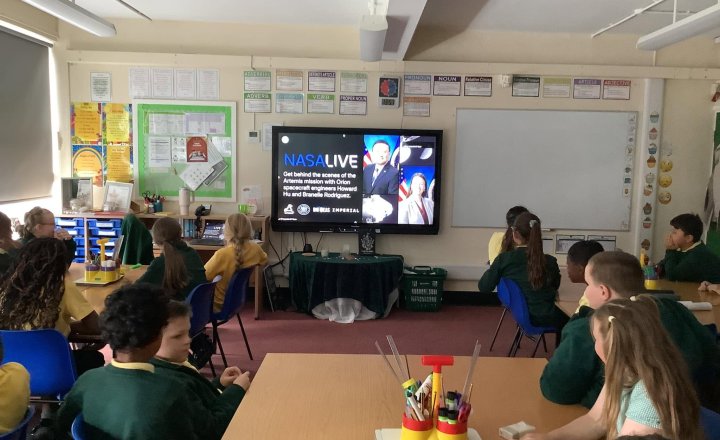 Year 5 and 6 pupils from St Joseph's enjoying an inspiring live online event with NASA