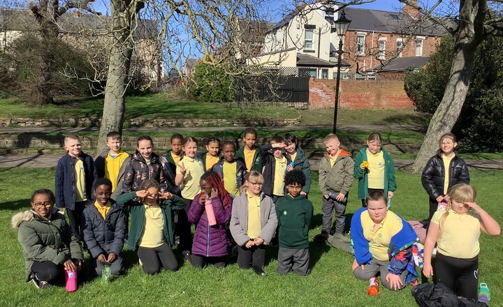 St Joseph's Hartlepool Year 3 and 4 pupils exploring outdoors with the Burn Valley Park Rangers