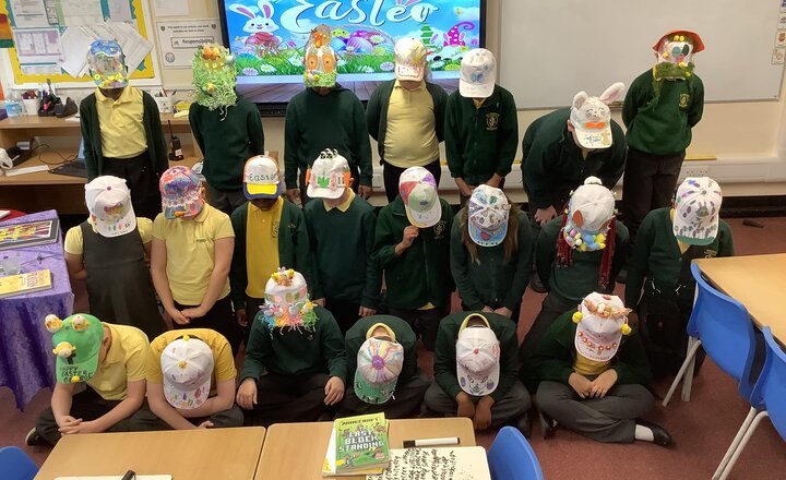 Year 3 and 4 pupils amazing hat designs for the Easter Cap Competition