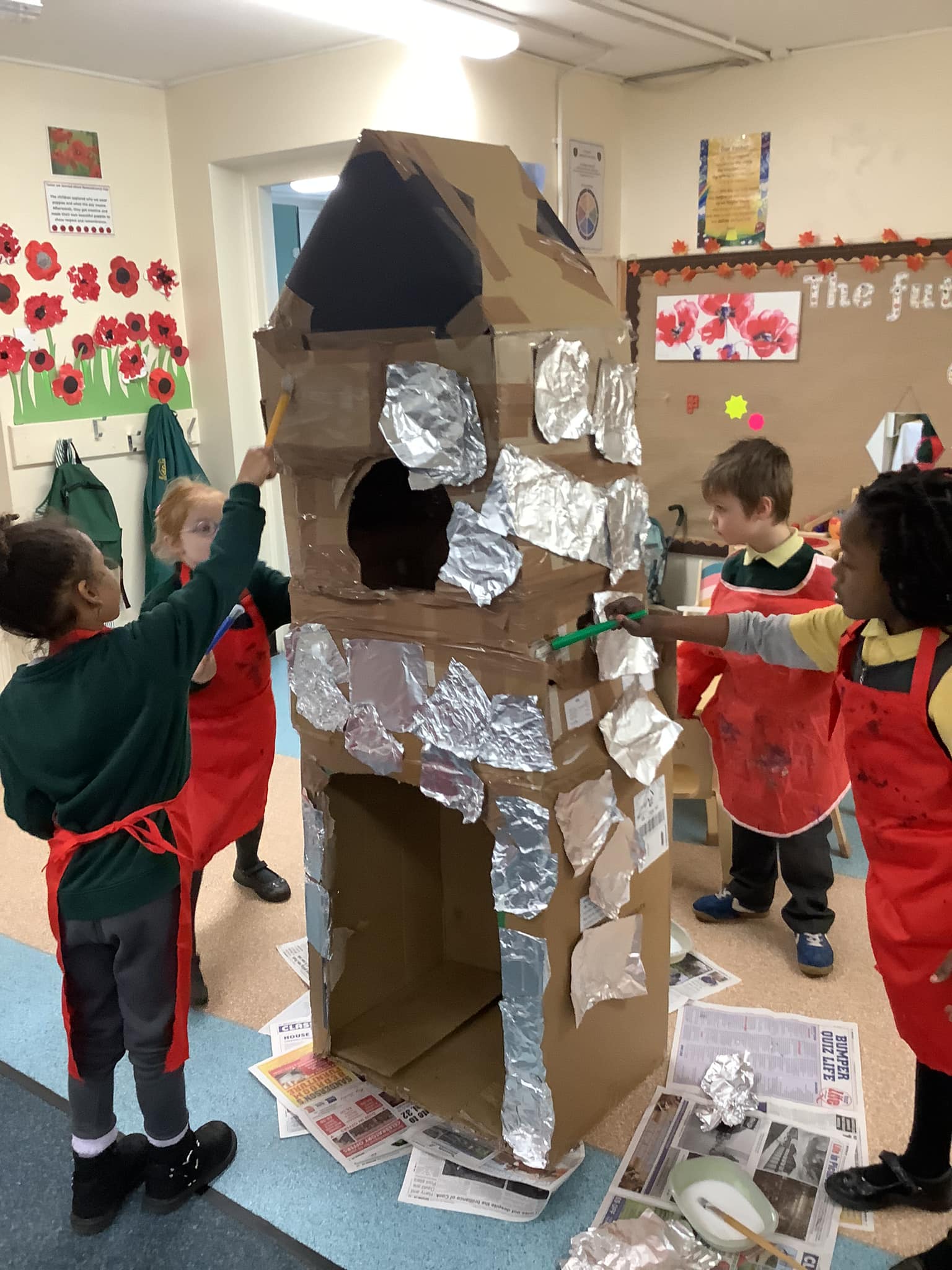 St. Joseph pupils put together their own foil rocket