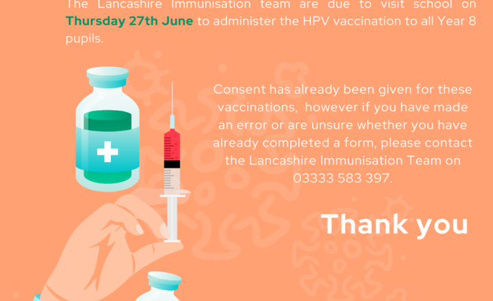 Image of New date for Y8 HPV Vaccinations 