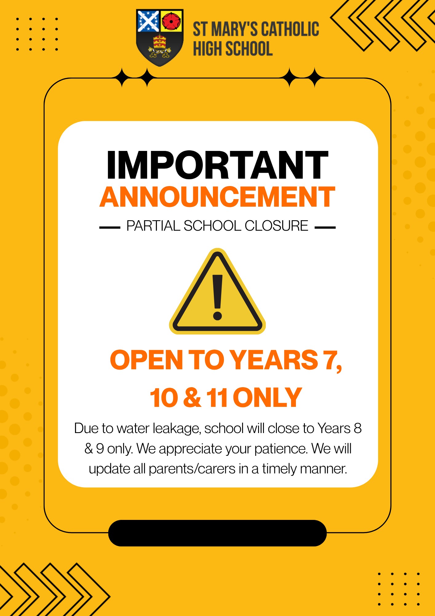 Image of Important Announcement Wed 20th May 2026