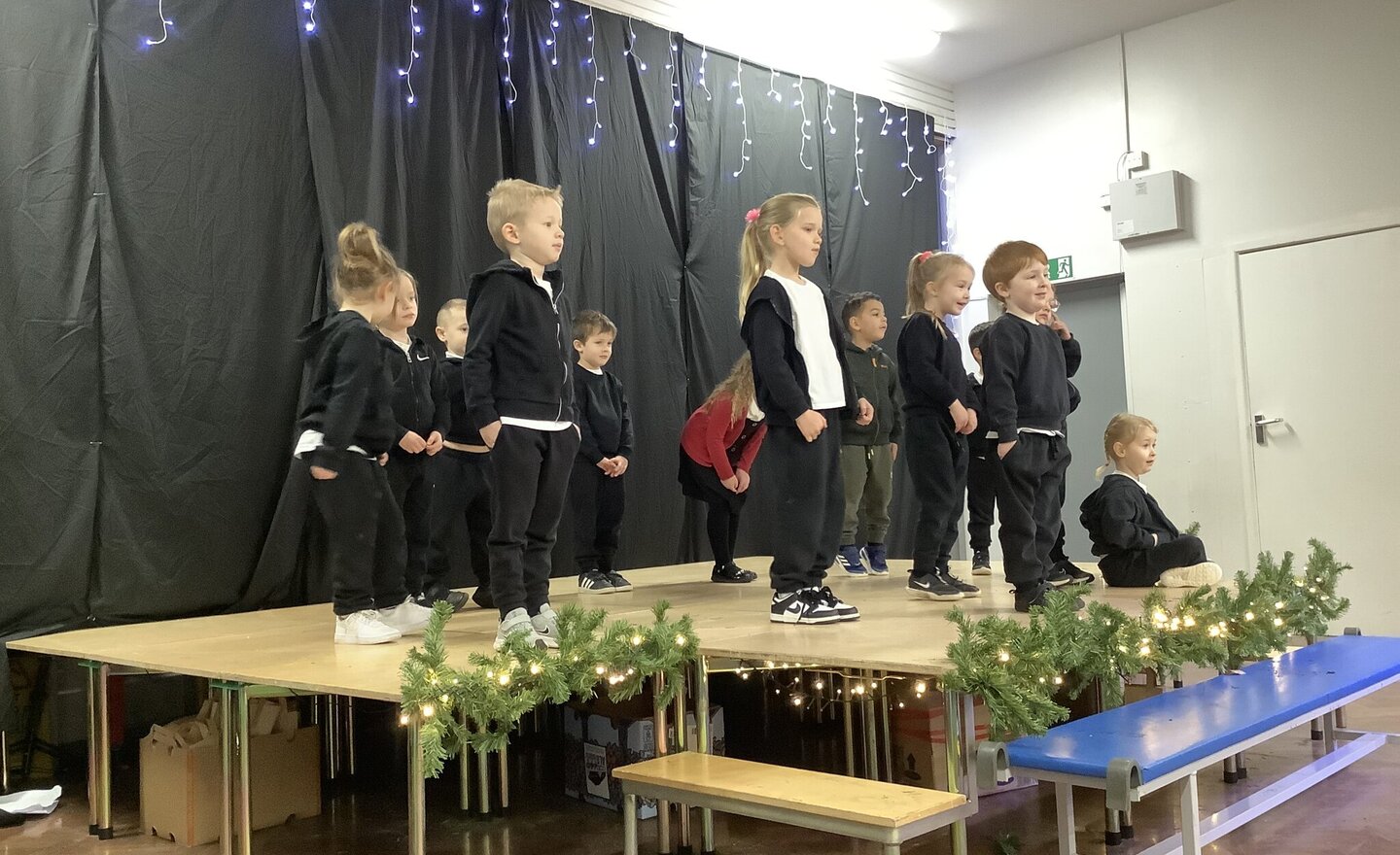 Image of Class one showed courage as they performed in the dance and drama show!