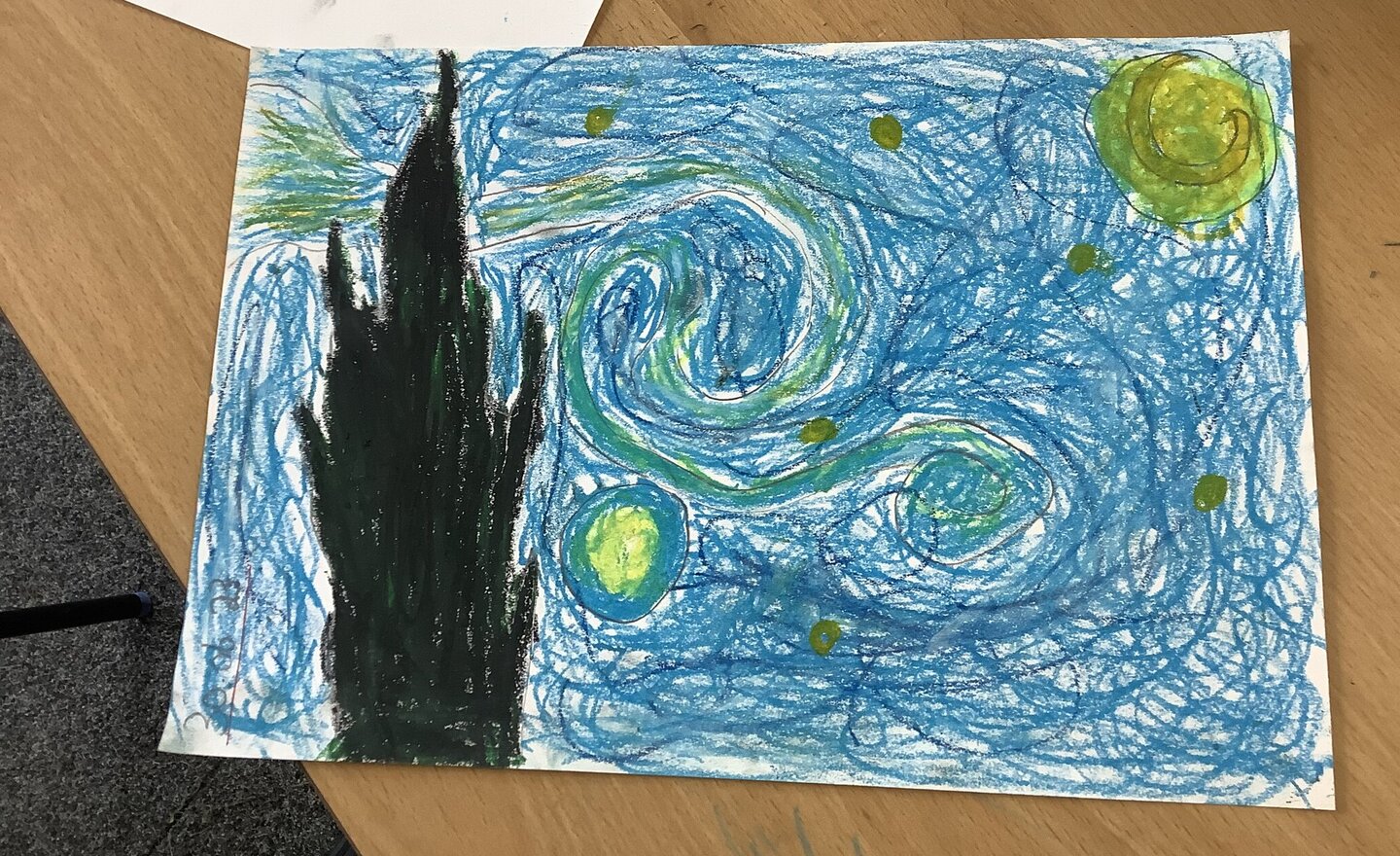 Image of Van Gogh ‘Starry Night’ Pastel Drawings