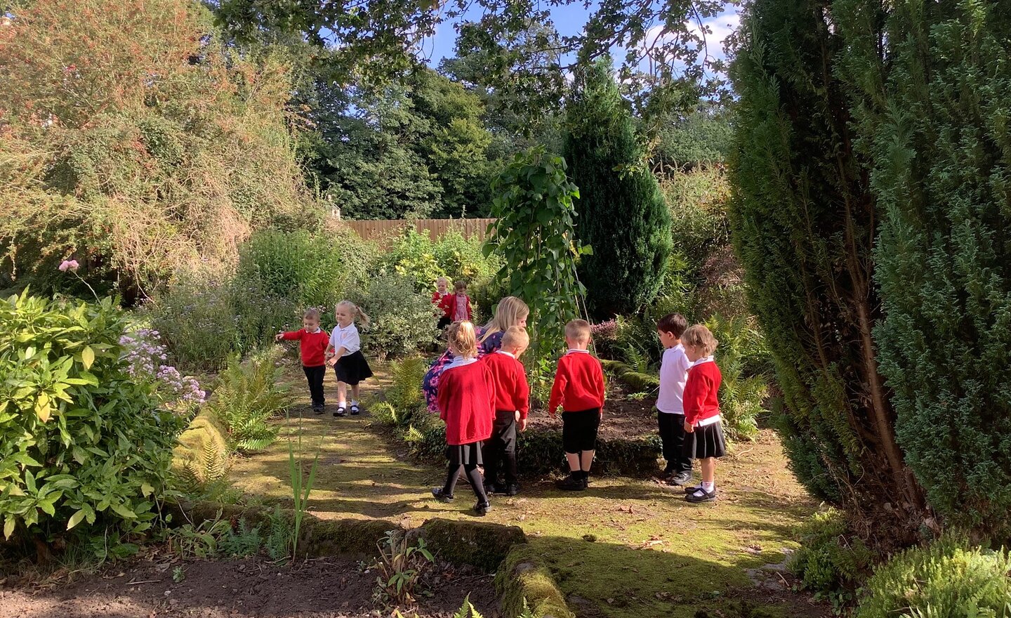 Image of We had a lovely walk to church and explored the garden!