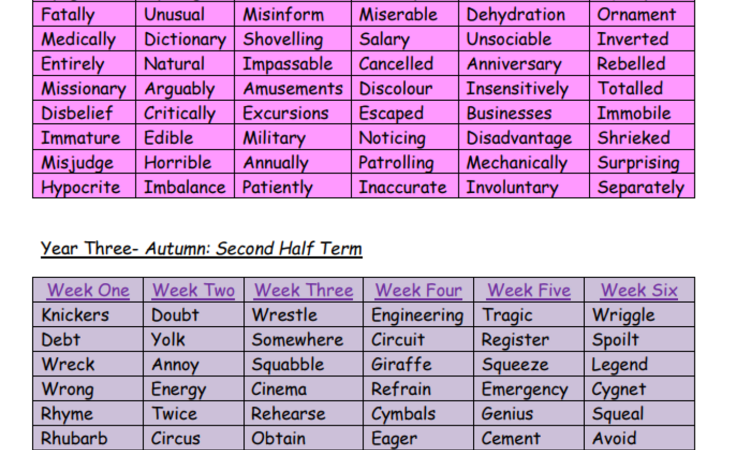 Image of Autumn 2 spellings 