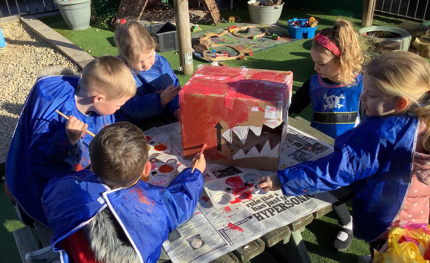 Image of We worked as a team to build a giant dragon head! 