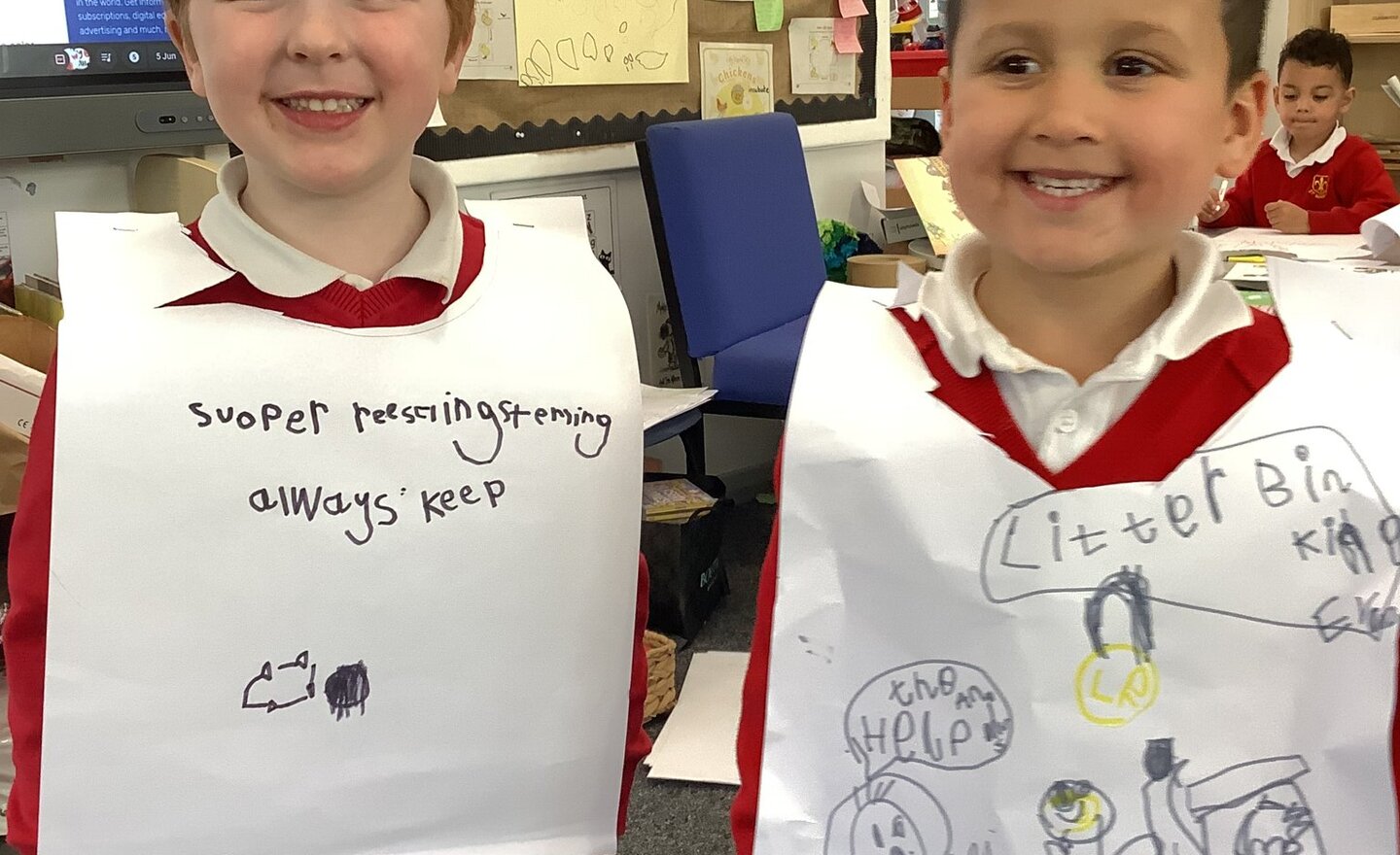 Image of We have created our own super hero tabards to promote caring for the World!