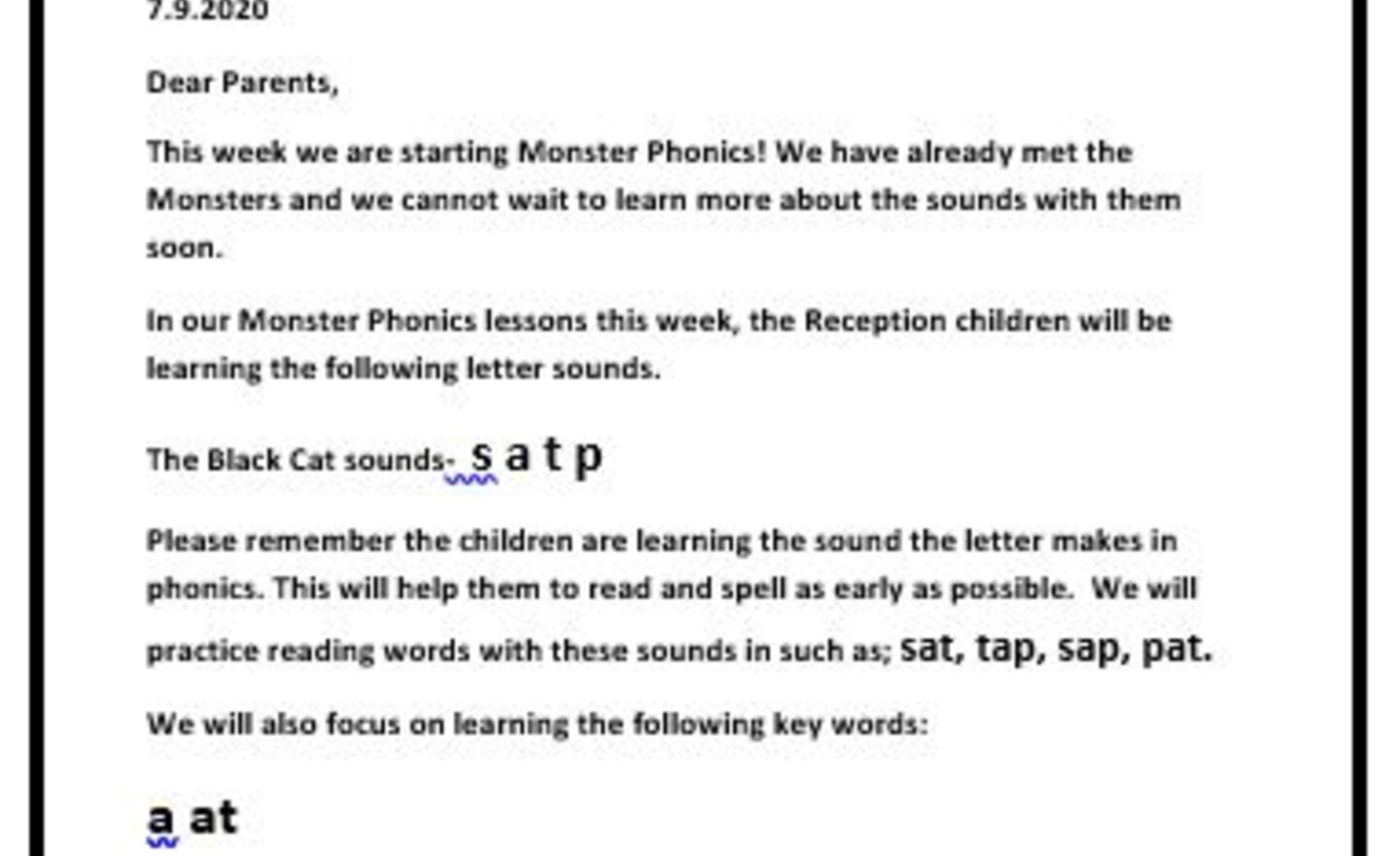 Image of Monster Phonics Week 1- What are we learning this week?