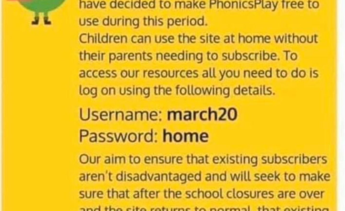 Image of Free access to Phonics Play!