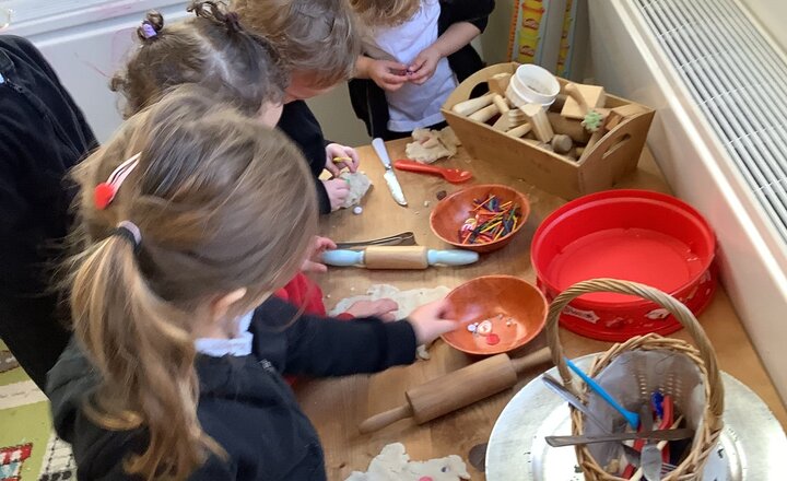 Image of Creating snowmen with dough!