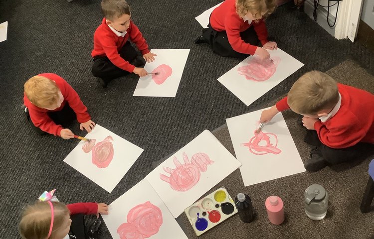 Image of Painting the 3 little pigs! 