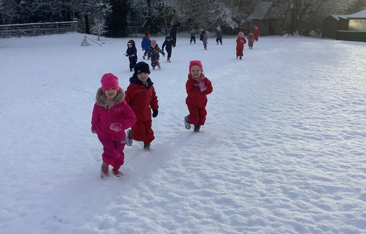 Image of Class one exploring the snow!