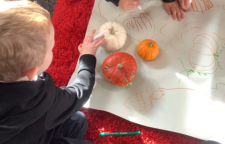 Image of Nursery drew a pumpkin patch! 