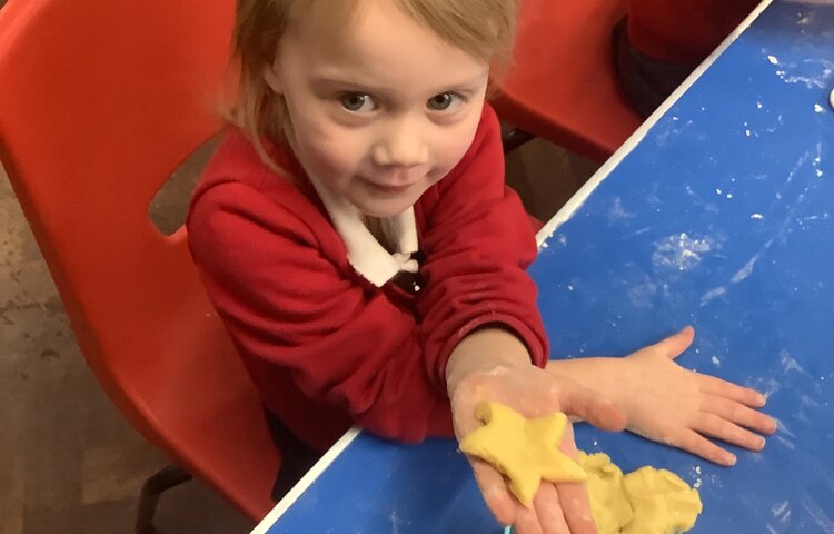 Image of Baking star biscuits for our space picnic! 