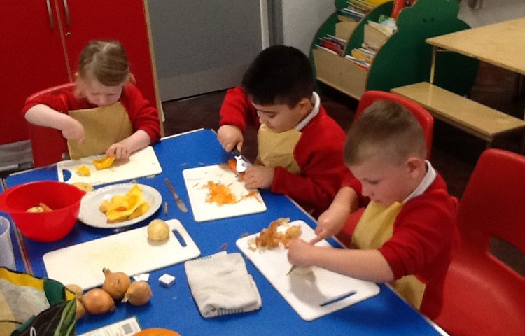 Image of Preparing pumpkin soup!