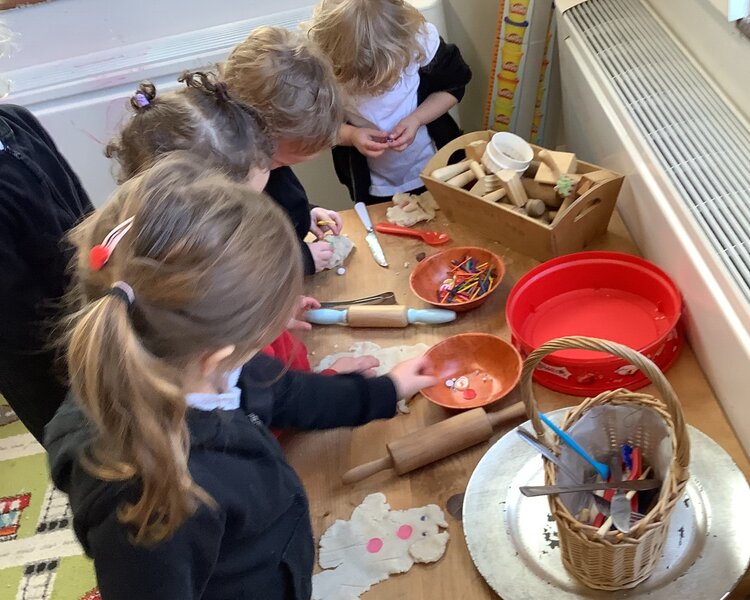 Image of Creating snowmen with dough!