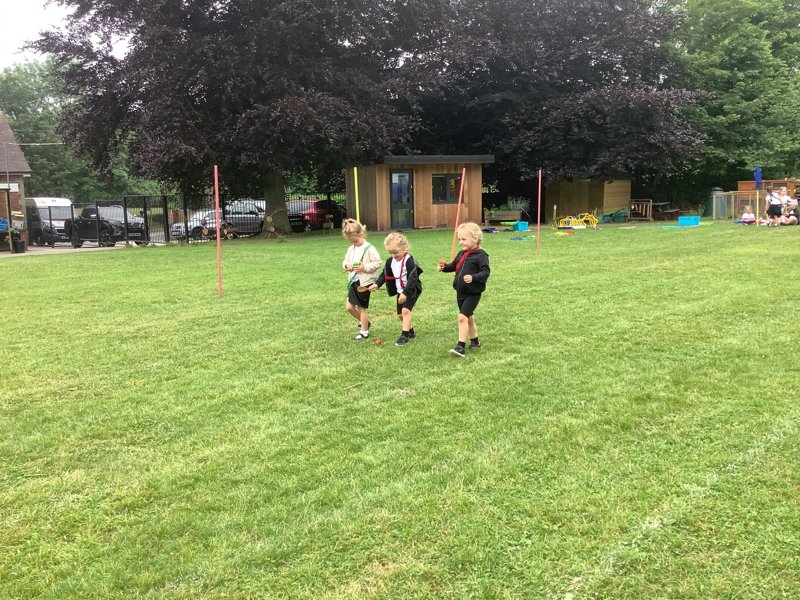 Image of Teamwork and determination at sports day today! 