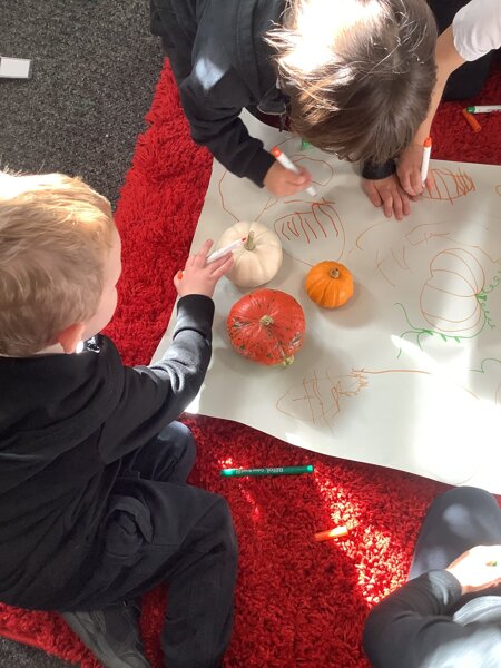 Image of Nursery drew a pumpkin patch! 