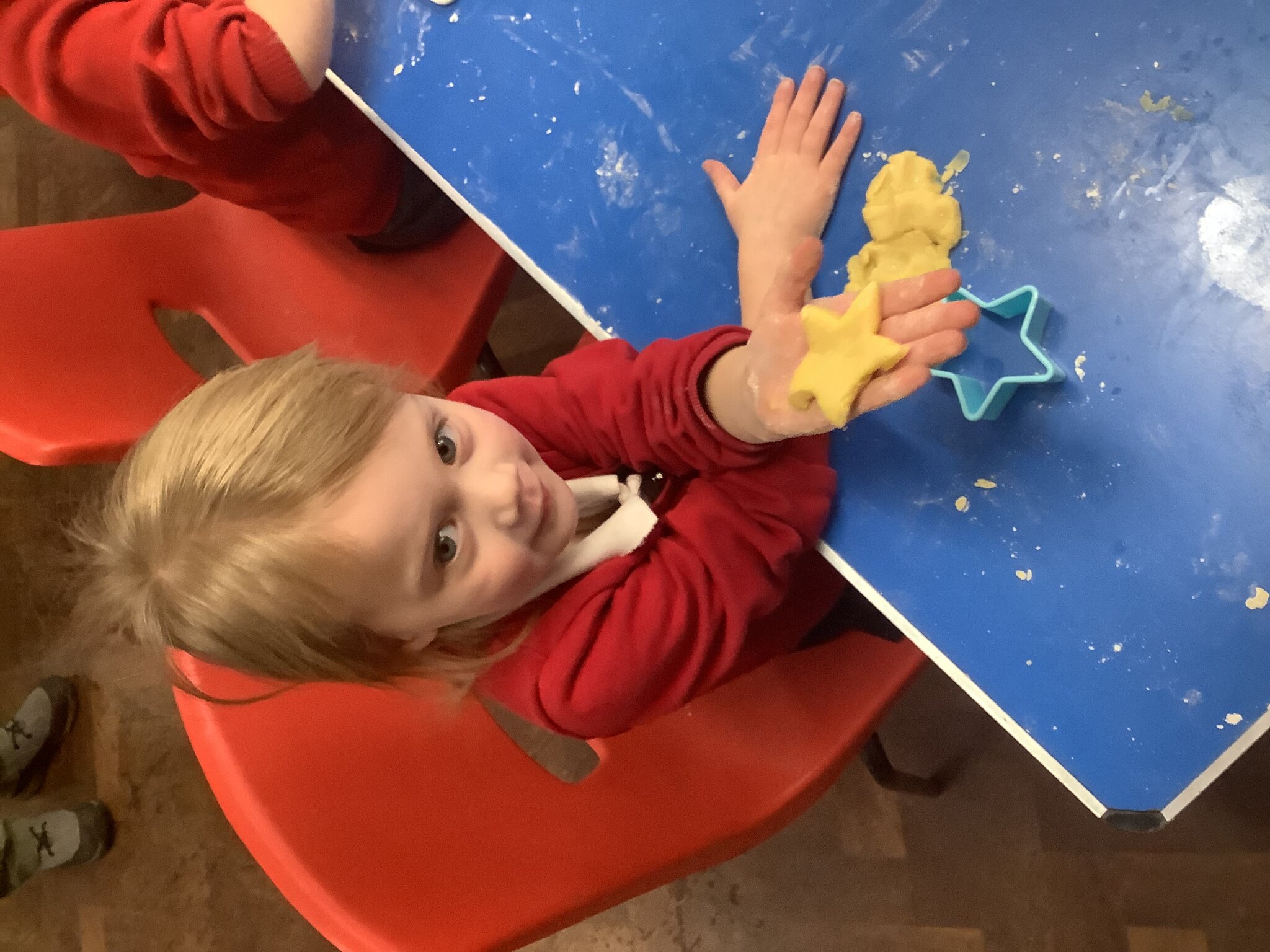 Image of Baking star biscuits for our space picnic! 