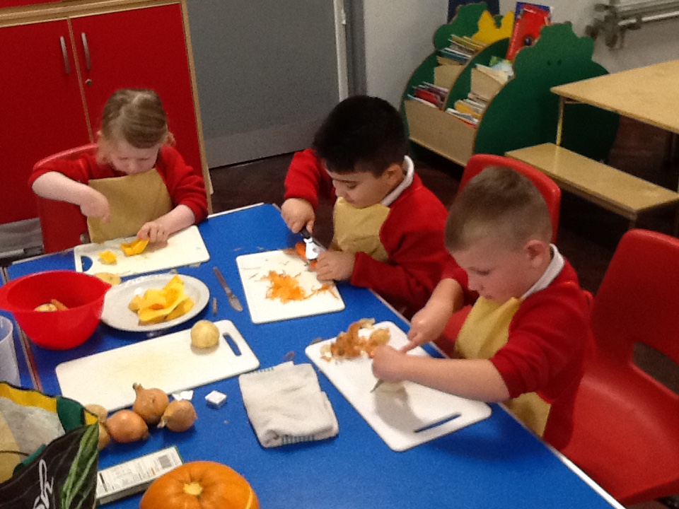 Image of Preparing pumpkin soup!