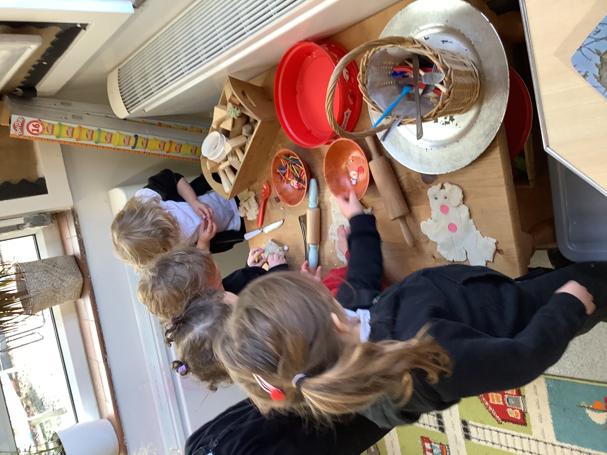 Image of Creating snowmen with dough!