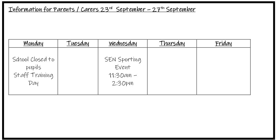 Image of Weekly Information for Parents/Carers