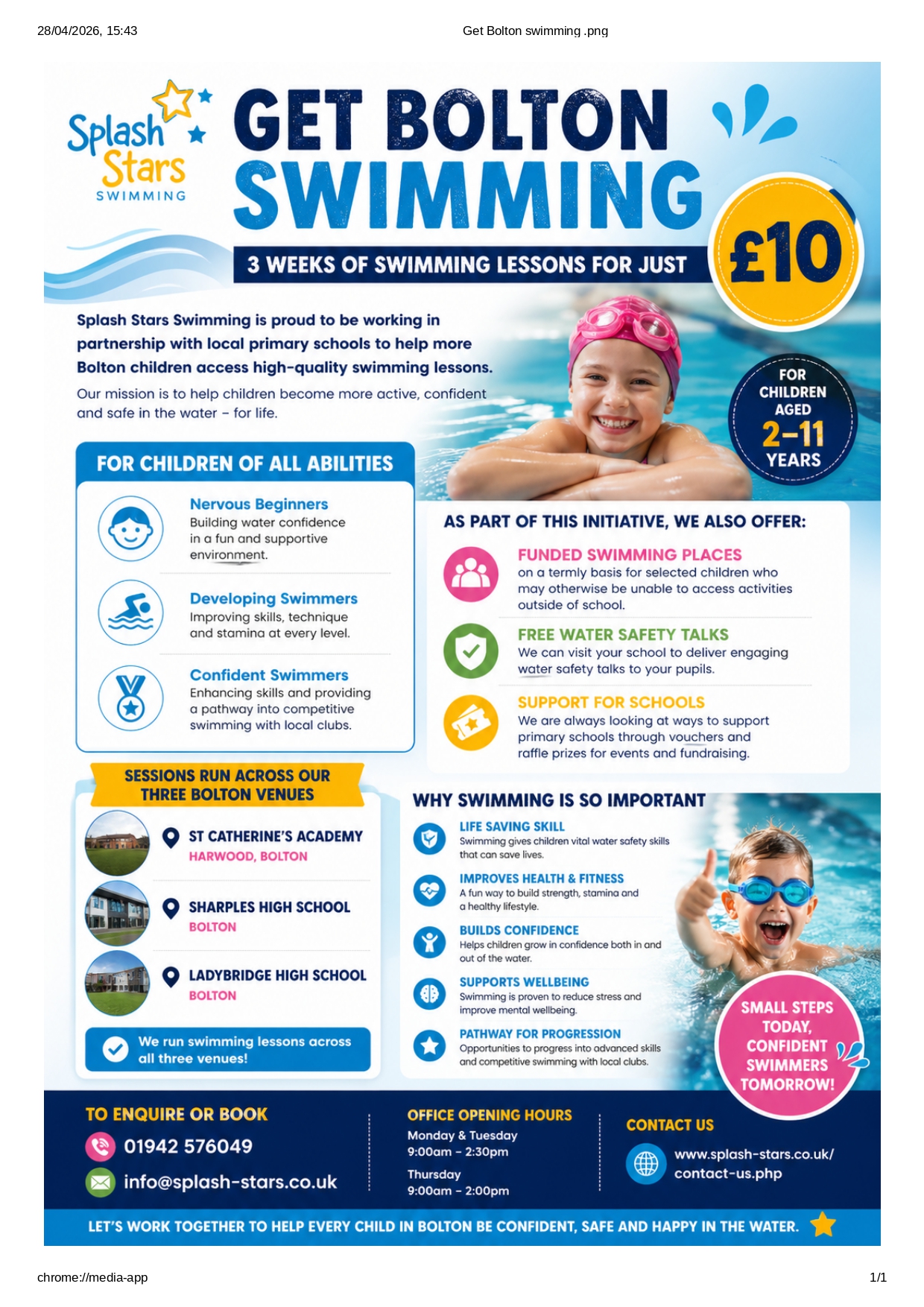 Image of 3 Swimming Lessons for £10