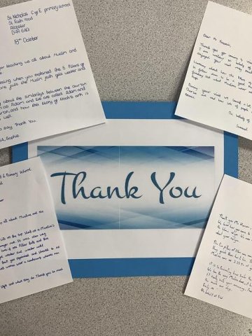 Letters responding to a visit from Mr Hussein